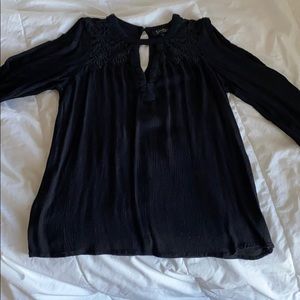 Black long sleeve blouse with open shoulders